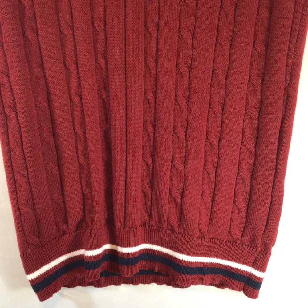 Coofandy Burgundy Cable Knit Sweater Vest Preppy Collegiate Old Money Classic